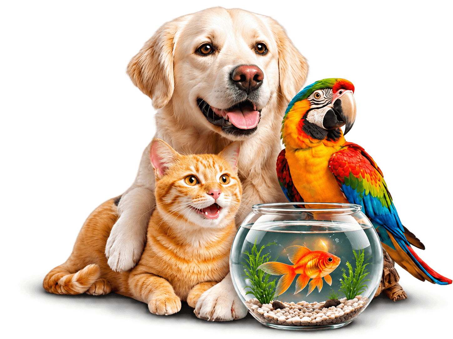 PetGo Care Pets - Golden Retriever, Cat, Parrot, Fish